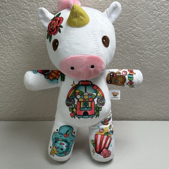 Tattoo Zoo Other - Tattoo Zoo 2023 Candy the Unicorn Colorful Plush sparkle wings 15" (Dirty Spots)